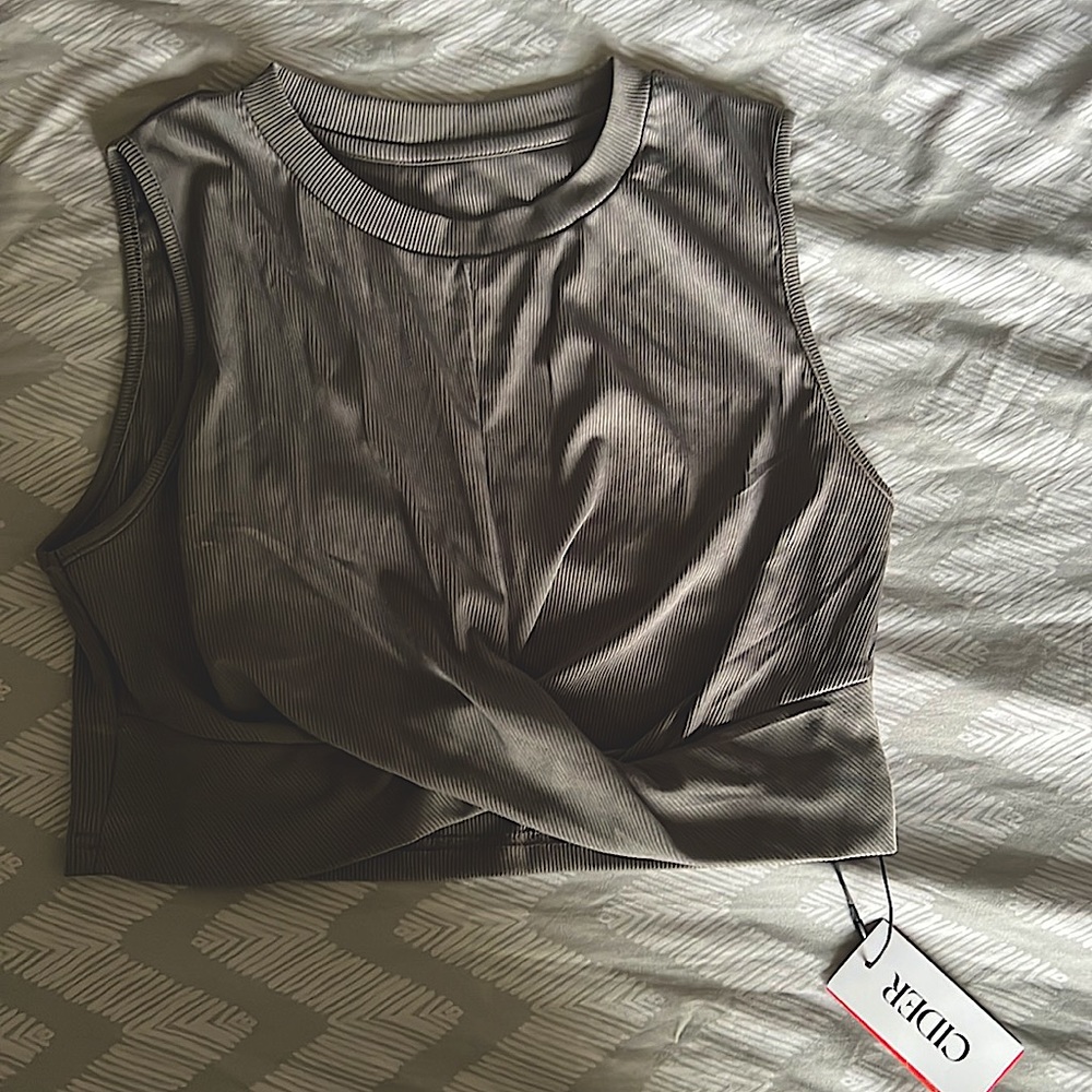 Solid Grey Crewneck Tank Crop top from Cider.